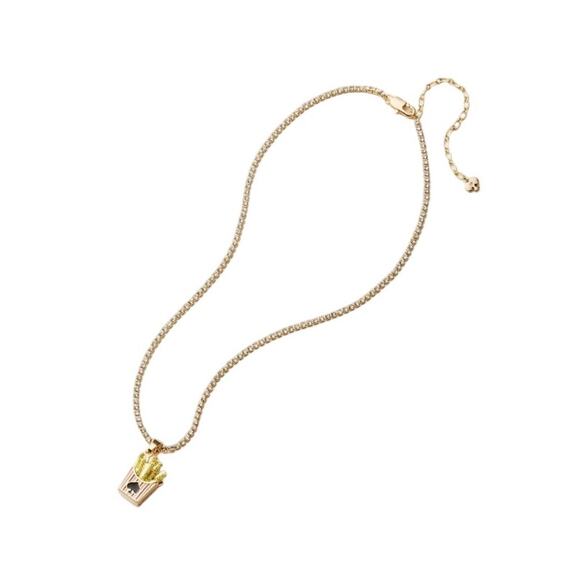 Kate Spade New York x Target French Fry Charm Gold Faux Stone Chain Necklace - Picture 4 of 5